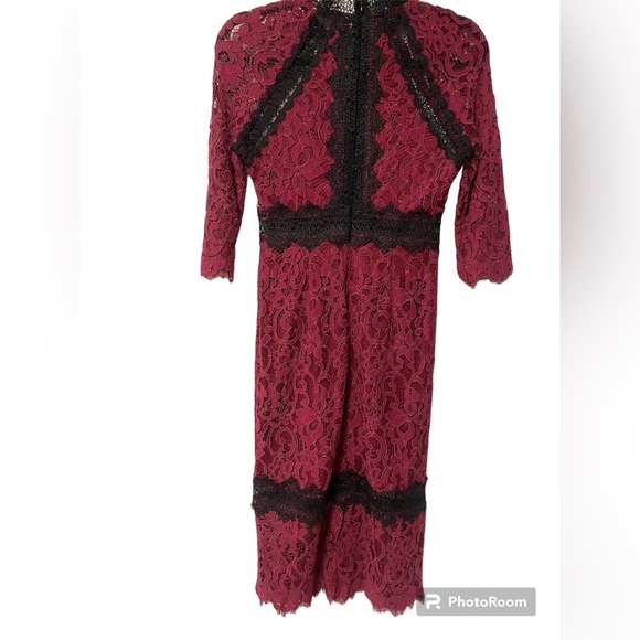 L’atiste Burgundy/Black Lace Dress Size Small - Picture 8 of 8